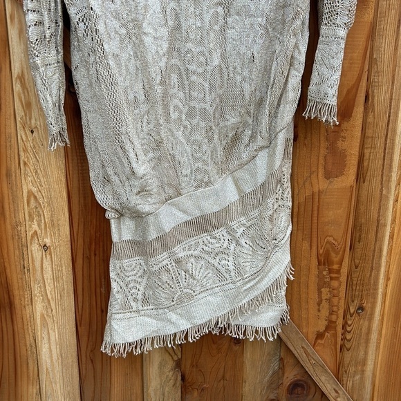 Vintage Nieman Marcus Dress 80's 90's Gold Party Dress with Drop Waist Fringe - Picture 6 of 8